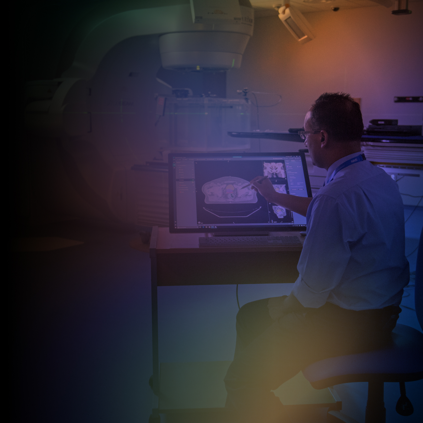 Researcher working with medical scan