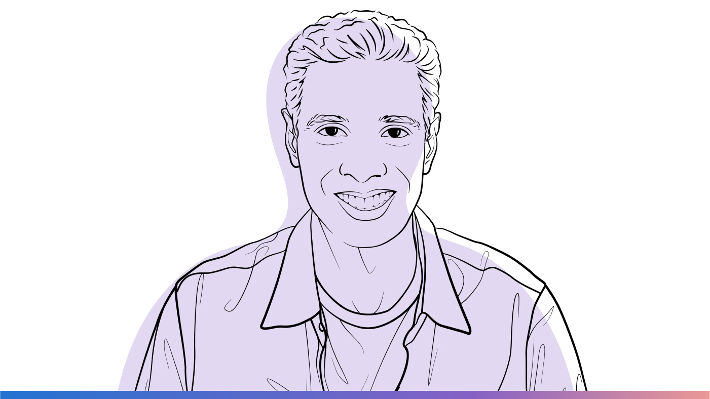 Outline illustration of Chetan Nayak | Ideas podcast