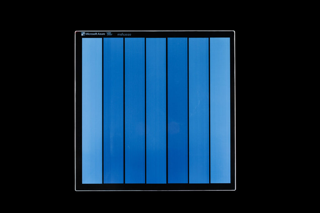 Project Silica | Nature | Microsoft Azure - vertical color bars in varying shades of blue